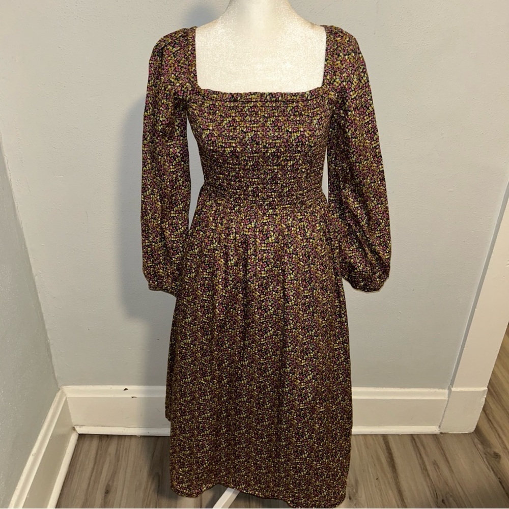 J. Crew Multicolor liberty fabric puff long Sleeve floral Dress - Picture 2 of 4